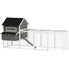 PawHut Pollaio in legno con recinto cassetta nido tetto bituminoso vassoio estraibile per 8-10 galline 347x160x150 cm Grigio scuro | Aosom Italy