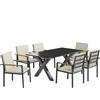 Outsunny Set di mobili da giardino per 6 persone, 6 sedie, 1 tavolo, resistente alle intemperie, 175 cm x 92 cm x 73 cm, Nero + Grigio | Aosom Italy
