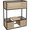 Outsunny Fioriera a gradoni Orto rialzato, resistente alle intemperie, 3 fioriere, 83 cm x 39 cm x 100 cm, Naturale + Nero | Aosom Italy
