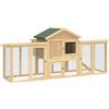 PawHut Pollaio in legno con cassetta nido, tetto impermeabile, posatoio, area di sgambamento, rampa, 204x85x93 cm legno naturale | Aosom Italy