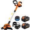 Outsunny Decespugliatore con 2 Batterie 4,0Ah, Caricabatterie e Asta Regolabile, 93x31x18.5 cm, Arancione | Aosom Italy