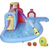 AIYAPLAY Castello Gonfiabile Acquatico con Soffiatore 550W Scivolo Parete d'Arrampicata Piscina Canestro da Basket Porta di Calcio | Aosom Italy