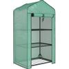 Outsunny Mini Serra da Giardino con Copertura in PE, 3 Ripiani e Porta Avvolgibile, 59x39x127cm, Verde | Aosom Italy