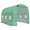 Outsunny Serra da Esterno 2,8x2x1,9 m con Ripiani Serra a Tunnel con Porta Avvolgibile 6 Finestre con Rete Verde | Aosom Italy