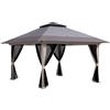 Outsunny Tenda Pieghevole Pop-up con Altezza Regolabile Protezione UV50+ Doppio Tetto e Zanzariere 4x4x2,8 m Grigio Chiaro | Aosom Italy