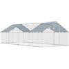 PawHut Pollaio da Esterno Grande in Acciaio Galvanizzato 680x300x190 cm 20,4 m² con Telo in Tessuto Oxford e Chiusura Argento | Aosom Italy