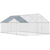 PawHut Pollaio da Esterno Grande in Acciaio Galvanizzato 5,1x3x1,9 m 15,3 m² con Copertura in Tessuto Oxford e Serratura, Argento | Aosom Italy