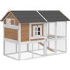 PawHut Pollaio Casa per galline con recinto nido vassoio estraibile tetto asfaltato per 4 galline 200x104x145cm Legno Marrone | Aosom Italy