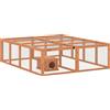 PawHut Recinto per conigli in legno con 2 porte Casetta rifugio per 2-4 conigli nani 180,4 x 150 x 48 cm Arancione | Aosom Italy