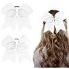 WLLHYF 2PCS grande fiocco Cheer 8 pollici Jumbo capelli archi coda di cavallo banda elastica per Cheerleaders ragazze adolescenti College Sport bianco fiocco accessori per capelli di Natale (bianco)