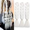 Shangxiu Extension Per Treccine Africane Bianco 3pc Jumbo Treccia Extension Capelli Fibra Sintetica Treccia Di Scatola Crochet Twist Braiding Hair (24zoll(3per Pack),#60 bianco)