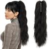 Silk-co Coda Capelli Extension Finta di Cavallo Ricci Mossi con Pinza Clip Ponytail 50cm 105g Marrone Scuro