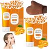 GXGM 2 Pezzi Orange Exfoliating Gel lf16-35,Gentle Exfoliating Orange Detergente Viso,Rimuove le Cellule Morte Della Pelle, Migliora la Consistenza Della Pelle,Con Guanti Floccati Marroni