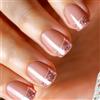 Xanthelle Press On Nails, 24 pezzi di unghie adesive corte, unghie finte con glitter French tip, unghie quadrate nude lucide, unghie artificiali in gel morbido per donna