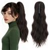 Silk-co Coda Capelli Extension Finta di Cavallo Ricci Mossi con Pinza Clip Ponytail 45cm 100g Castano Scuro