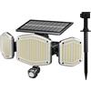 Togaga Faretto Led da Esterno Solare, 1200LM 426 LED Luce Solare con Sensore di Movimento 3 Testa 3 Modes, 2200mAh Lampada Solare da Esterno 6500K, IP65 Impermeabile, Luci Solari per Giardino Garage Parete