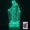 SUPERHONGJIHAO Luce notturna 3D per bambini 3D Vergine Maria lampada a LED con telecomando 16 colori che cambiano colore regalo di compleanno per bambini