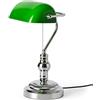 B·LED BARCELONA LED BARCELONA LED - Lampada da tavolo vintage BANQUERO con paralume in vetro verde - Base cromata - Lampada da scrivania classica per ufficio e studio - Attacco E27