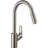 hansgrohe Focus M41 Miscelatore cucina monocomando 240, doccetta estraibile, 2 getti, acciaio inox, 31815800