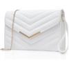 Larcenciel Pochette Bianca, Borse Bianca Donna de Sera in Ecopelle con Laccetto da Polso e Catena, Borsa a Mano Clutch a Busta, Borsa a Tracolla Trapuntata per Matrimoni, Feste, Prom, 23x16x6CM