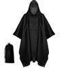 Keratobleem Impermeabile Portatile con Cappuccio, 3 in 1 Multifunzionale Poncho Riutilizzabile, per All'aperto Picnic Trekking Campeggio Pesca Caccia Escursione -Nero