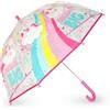 Legami - Ombrello per Bambini Dancin' In The Rain, Tema Unicorn, Struttura Antivento, Apertura manuale, Chiusura in Tessuto con Spazio per Nome, Impugnatura a Gancio, 73x65 cm