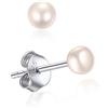 ChicSilver Orecchini Perla Eleganti con Taglia 4MM, Argento 925 Donna, Orecchini con Perle Sposa/Compleanno/Matrimonio/Anniversario/Laurea, Idee Regalo