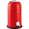 WESCO Kickmaster Junior Pattumiera di colore rosso, lamiera d'acciaio verniciata a polvere, ammortizzatore integrato, volume 12 litri, inserto in plastica, sportello di inserimento