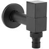 Tomotato Rubinetto a parete per lavatrice a parete, nero, monocomando, con manico quadrato, per esterni, giardino, balcone, piscina, bagno, cucina (G1/2)
