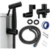 Reiwosee Set doccia per bidet per WC - in acciaio inox robusto set doccia WC con supporto adattatore a T e tubo a molla per WC, animali domestici e pulizia (G1/2-Black)