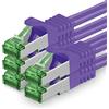 1aTTack.de Cat.7 Cavo di Rete 1,5m - Porpora - 5 Pezzi - Ethernet LAN Cat.7 SFTP Spina RJ45 Cat6a 10 Gbit/s Compatibile con Cat5 Cat6 Cat6a Cat8 per Switch Router Modem Patchpanel