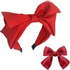 TAFACE 1 fascia per capelli a forma di farfalla,1 fermaglio per capelli con fiocco,fascia larga, di lavaggio,accessori per capelli alla moda per donne e bambini,adatta a molte acconciature (rosso)