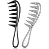 Nuenen 2 Pettine a Denti Larghi per Capelli Ricci Comb Afro per Hair Styling Pettine da Barbiere Antistatico Districante Professionale con Manico per Barba Parrucchiere (Nero, Grigio)