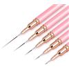 ZEOHBETY Pennelli per nail art, 5 pennelli per nail art, set di pennelli per disegnare e punteggiare le unghie, per linee lunghe, dettagli sottili, dimensioni 4/8/12/20/27 mm，rosa