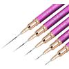 ZEOHBETY Pennelli per nail art, 5 pennelli per nail art, set di pennelli per disegnare e punteggiare le unghie, per linee lunghe, dettagli sottili, dimensioni 4/8/12/20/28 mm，viola