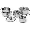 Excelsa batteria pentole 9 pezzi Jazz Cook acciaio argento