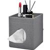 XNONE Porta Fazzoletti Quadrato,PU Pelle Scrivania Organizer per Fazzoletti per il Viso,con Vassoio Portaoggetti per Bagno,Camera da Letto,Ufficio,Auto,Elegante Controsoffitti Organizer,Grigio