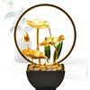 Tuzsocr Fontana LED, fontana da tavolo con illuminazione a cascata, decorazione Zen silenziosa per meditazione, casa, ufficio, giardino, soggiorno