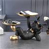 Jannlimt Statua Bulldog Vassoio, Ingresso Corridoio Svuotamento Tasca Scultura In Resina Decorativa Francese,Black-1