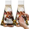 CUTHOLLOW Set di 2 Asciugamani Decorativi con Anello - Toro in Bagno Motivo - Morbidi e Assorbenti - Strofinacci Originale in Microfibra, Asciugamano per Cucina, Bar, Casa, Compleanno