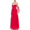 ELISABETTA FRANCHI ABITO RED CARPET IN TULLE CON VOLANT SULLE MANICHE - AB46532E2 - fuxia