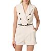 ELISABETTA FRANCHI TUTA DOPPIOPETTO IN CREPE CON PIPING - TUT4551E2 - burro
