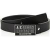 Armani Exchange Casual Bonded Leather, Logo Buckle Belt, Black, One Size, Nero, Taglia unica
