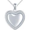 MICSAVI Collana Argento 925 Medaglione Cuore Portafoto in per Donne, Ciondolo Cuore con Pietre di Zirconi, Catena 45+5cm Collana di Foto Personalizzata per Mamma Ragazze Fidanzata