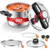 VEVOR Pentola a pressione 6 L, pentola a vapore in acciaio inossidabile con inserto per cottura a vapore e coperchio in vetro temperato e 3 livelli di pressione per carne, fagioli, riso, zuppe, salse, pentola a pressione fino a 100 kPa
