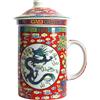 ALCEA Srl Himalaya Infusiera Old China Loto Drago | Tisaniera Porcellana Decorata con Filtro