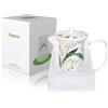 ALCEA Srl Himalaya Teiera Mughetto | Vetro Borosilicato Pyrex e Porcellana con Infusore | 750 ml