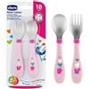 CHICCO (ARTSANA SpA) Chicco Posatine Acciaio Inox | Set Posate Bambini 18m+ | Rosa o Verdi
