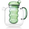 ALCEA Srl Himalaya Teiera Verdiana | Vetro Borosilicato Pyrex con Filtro in Vetro | 1000 ml