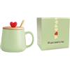 ALCEA Srl Himalaya Mug Heart Green | Tazza in Ceramica con Coperchio Legno e Cucchiaino | 450 ml